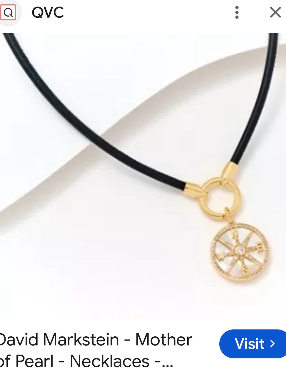David Markstein “Find your Way” Compass Pendant Necklace with Black Leather cord - Picture 10 of 14